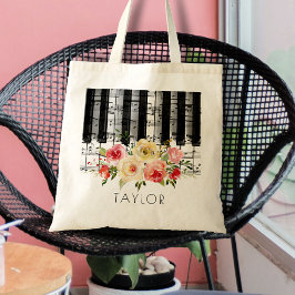 Bolso De Tela flores acuáticas de piano de música