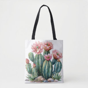 Bolso De Tela Flores acuáticas del desierto cactus.
