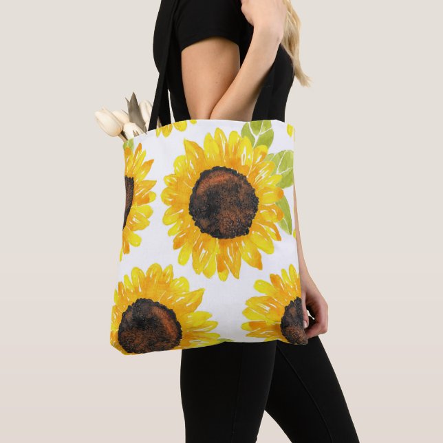 Bolso De Tela Flores acuáticas pintadas a mano (Detalle)