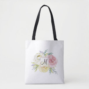 Bolso De Tela Flores acuáticas rosadas monográficas