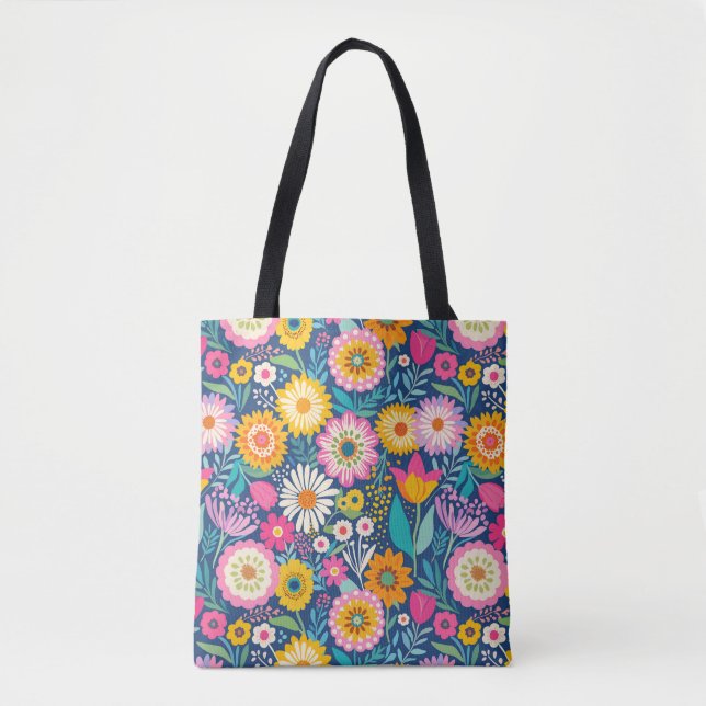 Bolso De Tela Flores alegres (Anverso)