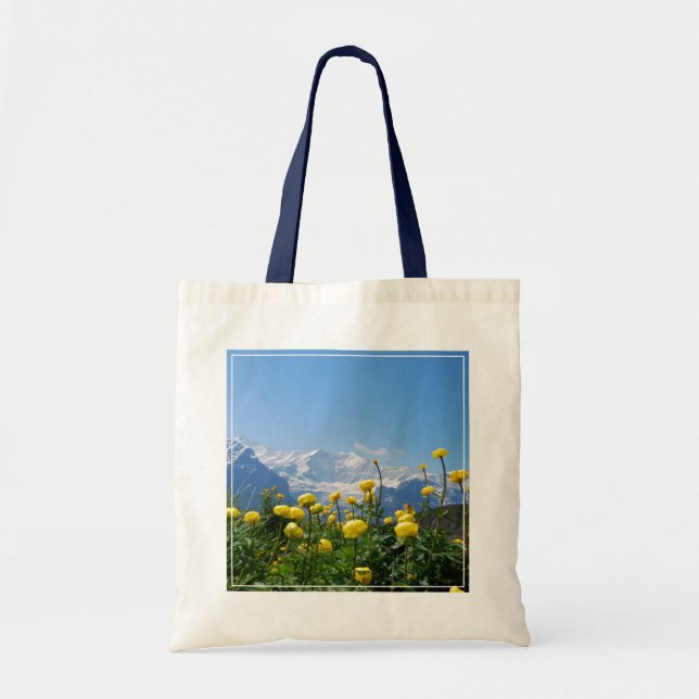 Bolso De Tela Flores | Alpes suizos Eiger Monch (Frente)