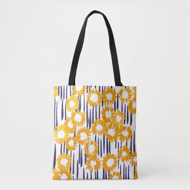 Bolso De Tela Flores amarillas: cosecha pintada a mano (Anverso)