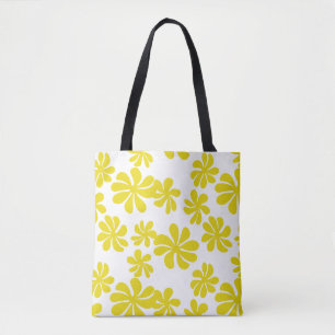 Bolso De Tela Flores amarillas en bucle con color de fondo perso