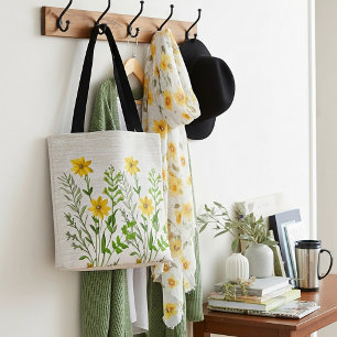 Bolso De Tela Flores amarillas en lienzo lucen