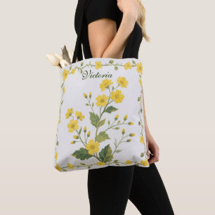 Bolso De Tela Flores Amarillas Florales Lindas del Jardín