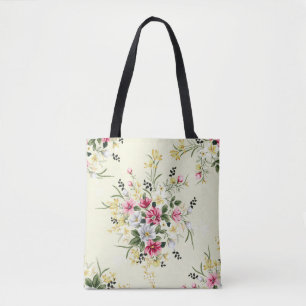 Bolso De Tela flores amarillas y grises rosadas lindas con permi