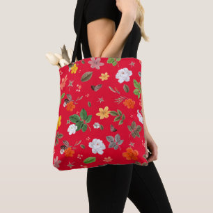 Bolso De Tela Flores amarillas y rosas blancas 13