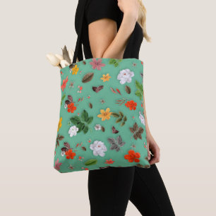 Bolso De Tela Flores amarillas y rosas blancas 14
