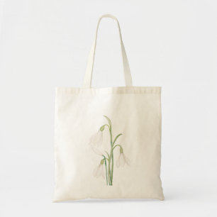 Bolso De Tela flores angelicales de nevado acuarela