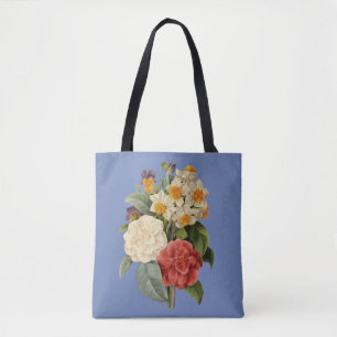 Bolso De Tela Flores antiguas, camelias y narcisos, Redoute