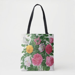 Bolso De Tela Flores Antiguas en Flor, Rosas de Jardín de Primav