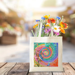Bolso De Tela Flores arcoiris coloridas Pájaros Mariposas