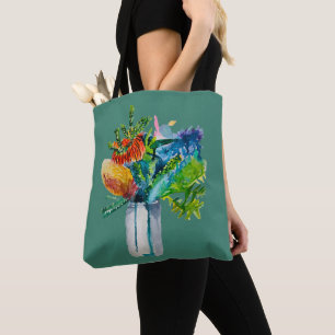 Bolso De Tela Flores australianas acuarela