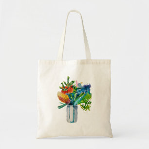 Bolso De Tela Flores australianas acuarela