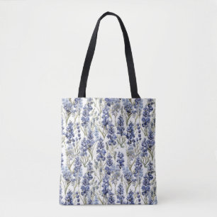Bolso De Tela Flores azul Flores azul acuarela Flores salvajes