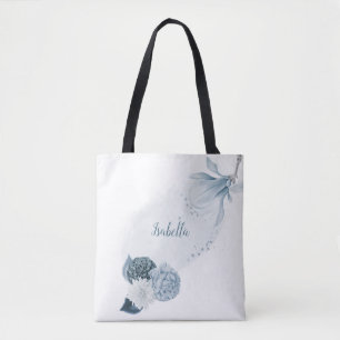 Bolso De Tela flores azul marino polvoriento botánico