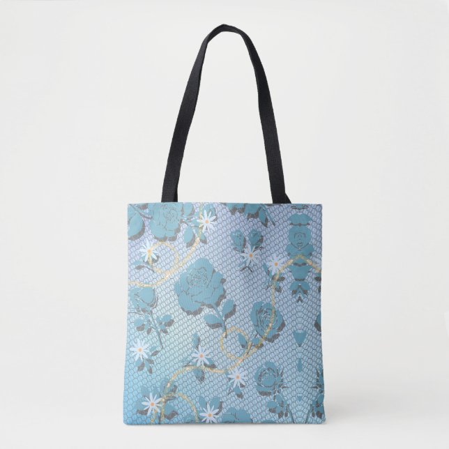 Bolso De Tela flores azules (Anverso)
