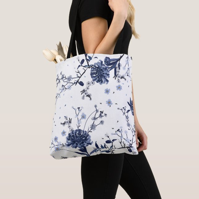 Bolso De Tela Flores azules (Detalle)