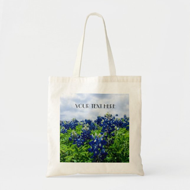 Bolso De Tela Flores azules azul Texas texan Floral (Frente)