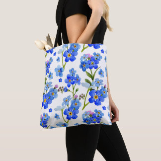 Bolso De Tela Flores azules de la nomeolvides de la acuarela
