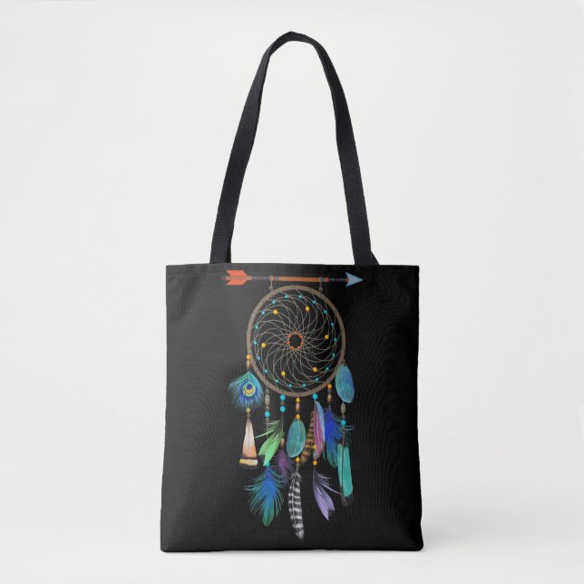 Bolso De Tela Flores azules | Estilo Boho | Dreamcatcher (Anverso)