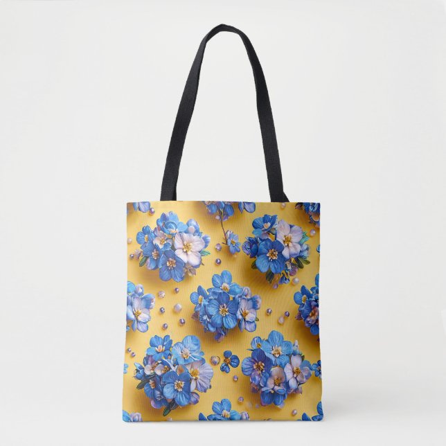 Bolso De Tela Flores azules lindas (Anverso)