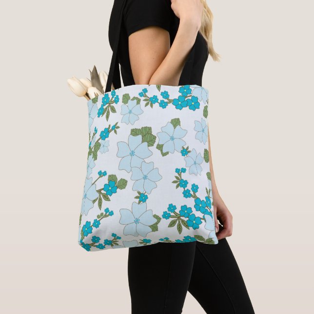 Bolso De Tela Flores Azules, Patrón Floral, Patrón De Flores (Detalle)