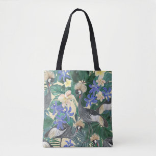 Bolso De Tela Flores Azules Plumerias, Acuarela Seamless.