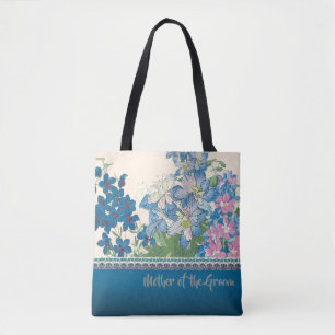 Bolso De Tela Flores azules regalo favorito de dama de honor