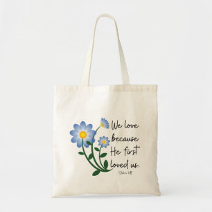 Bolso De Tela Flores azules simples ". ... ... Primero nos amó"