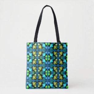 Bolso De Tela flores azules y verdes