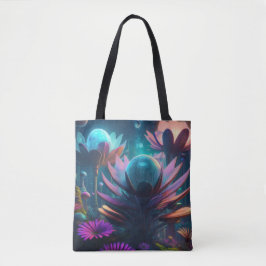 Bolso De Tela Flores bioluminiscentes vibrantes alienígenas