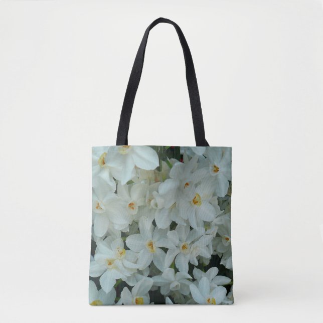 Bolso De Tela Flores blancas de arcissus paperblancas (Anverso)