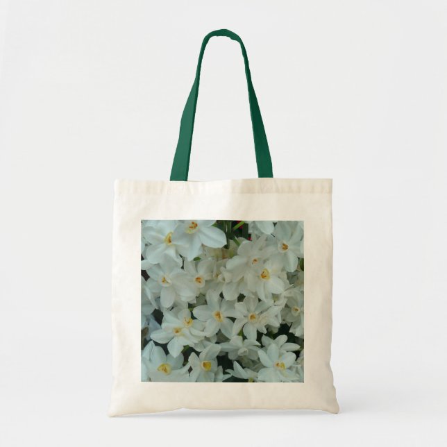 Bolso De Tela Flores blancas de arcissus paperblancas (Frente)