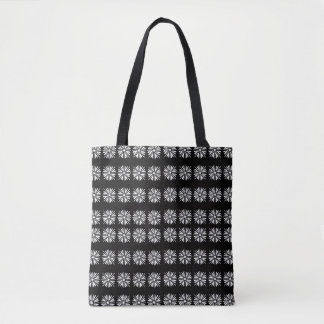 Bolso De Tela Flores blancas en el vicio negro