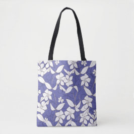 Bolso De Tela Flores blancas en Periwinkle