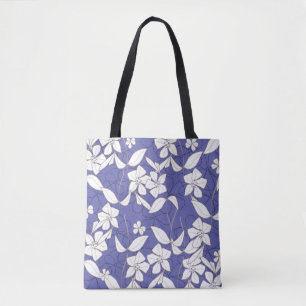 Bolso De Tela Flores blancas en Periwinkle