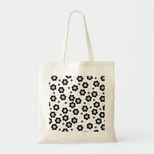 Bolso De Tela Flores blancas negras bandejas