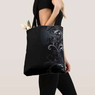 Bolso De Tela Flores blancas negras modernas y elegantes