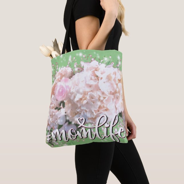 Bolso De Tela Flores blancas rosadas rosadas rosadas románticas (Detalle)