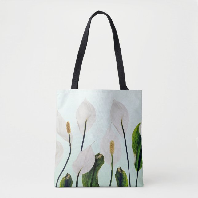 Bolso De Tela Flores blancas sin soldadura azul (Anverso)