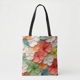 Bolso De Tela FLORES BLANCOS AMARILLOS naranjas VERDES
