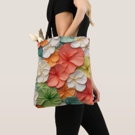 Bolso De Tela FLORES BLANCOS AMARILLOS naranjas VERDES