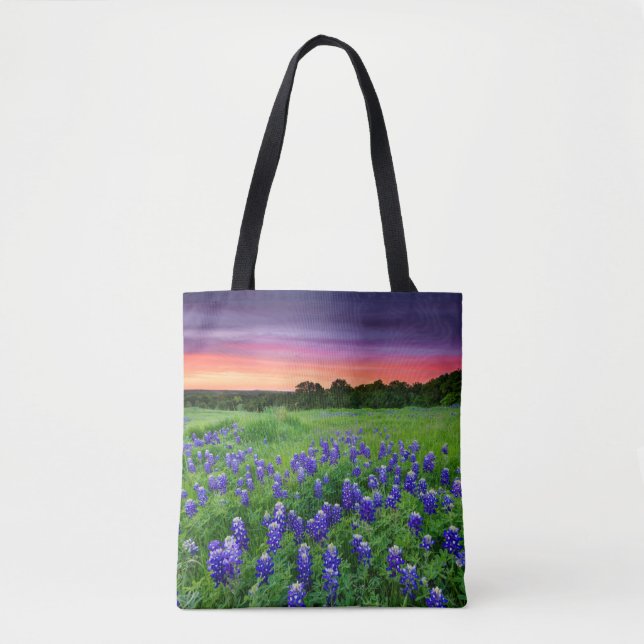 Bolso De Tela Flores | Bluebonnets en Sunset Texas (Anverso)