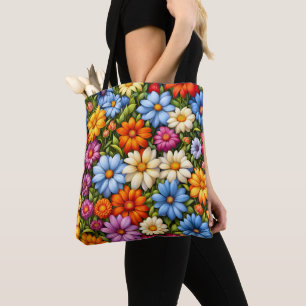 Bolso De Tela Flores Bonitas, Vivamente Coloreadas,