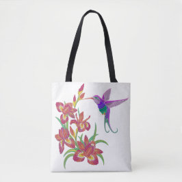 Bolso De Tela Flores bordadas del colibrí y del iris