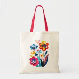 Bolso De Tela Flores Botánicas Abstractas y Vibrantes Recortadas