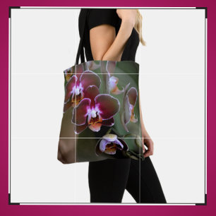 Bolso De Tela Flores Botánicas de Orquídeas Púrpura