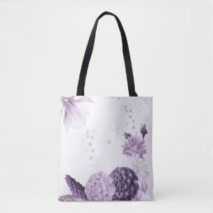 Bolso De Tela flores botánicas moradas románticas